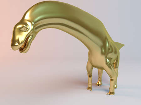 Golden 3D animal dino, dinosaur inside a stage with high render quality to be used as a logo, medal, symbol, shape, emblem, icon, business, geometric, label or any other useの写真素材