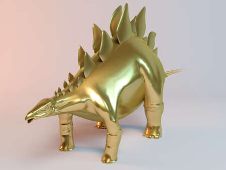 Golden 3D animal dino, dinosaur inside a stage with high render quality to be used as a logo, medal, symbol, shape, emblem, icon, business, geometric, label or any other useの写真素材