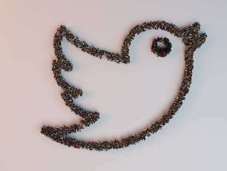 People in the form of an abstract symbol business 3d render inside a white stageの写真素材