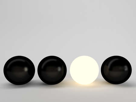 Luminous sphere. Innovation concept. 3d illustration, black against white, dark against lightの写真素材