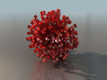 Abstract sphere of 3d blocks forming an explosionの写真素材