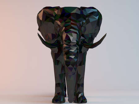 3D black low poly (Elephant)の写真素材