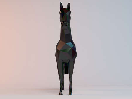 3D black low poly (horse)の写真素材