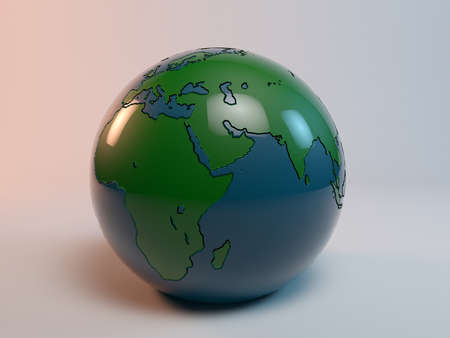 Metal earth with reflection, globe icon of the worldの写真素材