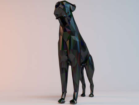 3D black low poly (dog)の写真素材