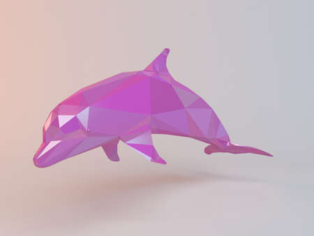3D pink low poly (dolphin)の写真素材