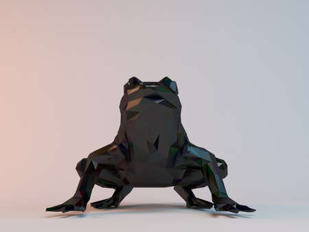 3D black low poly (frog)の写真素材