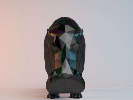 3D black low poly (Hippo)の写真素材