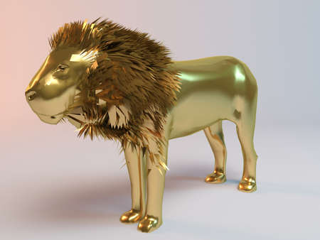 Golden 3D animal lionの写真素材