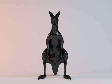 3D black low poly (kangaroo)の写真素材