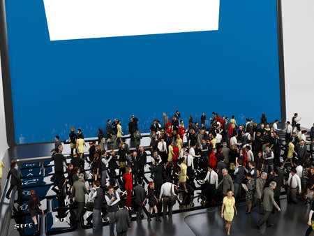 3d characters on a laptop inside a white stageの写真素材