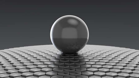 Big white glass sphere with transparent glares and highlights on gray background.の写真素材