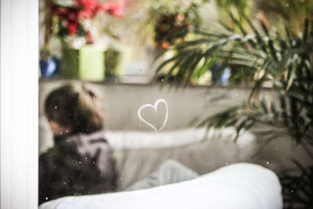 heart drawn on the window