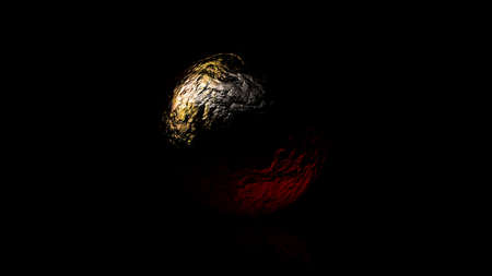 Big white glass sphere with transparent glares and highlights on black background.の写真素材