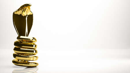 golden 3d rendering of a Cobra inside a studioの写真素材