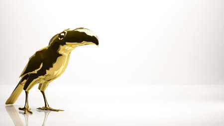 golden 3d rendering of a crown inside a studioの写真素材