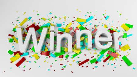 3d illustration of a winner textの写真素材