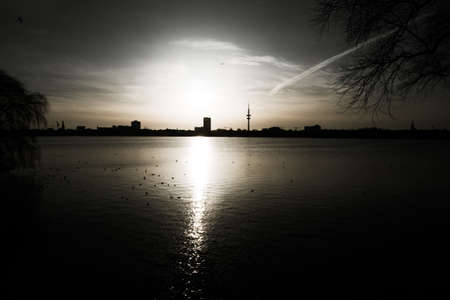 wonderful sunset in hamburg
