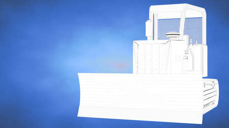 outlined 3d rendering of an auto mobile inside a blue studioの写真素材