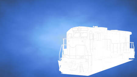 outlined 3d rendering of an auto mobile inside a blue studioの写真素材