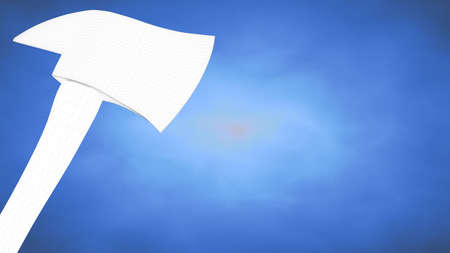 outlined 3d rendering of an axe inside a blue studioの写真素材
