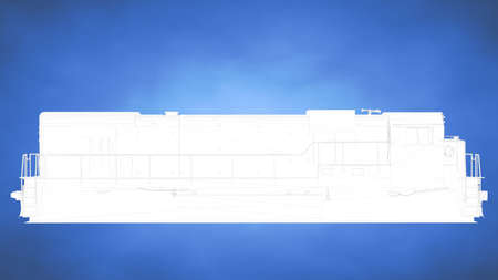 outlined 3d rendering of an auto mobile inside a blue studio