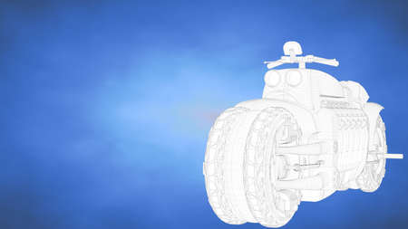 outlined 3d rendering of an auto mobile inside a blue studioの写真素材