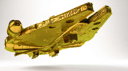 golden 3d rendering of an animal isolated on whiteの写真素材
