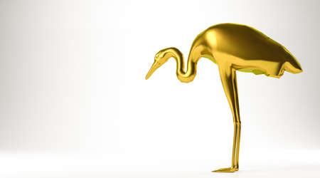 golden 3d rendering of an animal isolated on whiteの写真素材