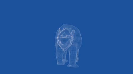3d rendering of an outlined rhino
