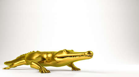 golden 3d rendering of an animal isolated on whiteの写真素材