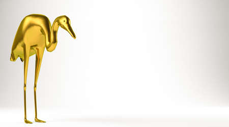 golden 3d rendering of an animal isolated on whiteの写真素材