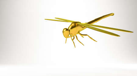 golden 3d rendering of an animal isolated on whiteの写真素材