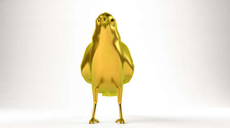 golden 3d rendering of an animal isolated on whiteの写真素材