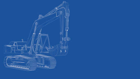 3d rendering of an outlined diggerの写真素材