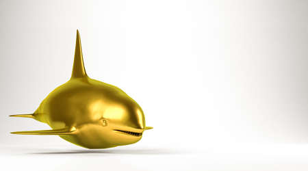 golden 3d rendering of an animal isolated on whiteの写真素材