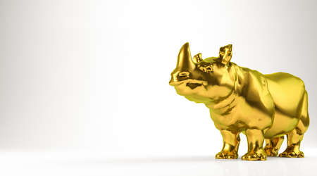 golden 3d rendering of an animal isolated on whiteの写真素材