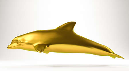 golden 3d rendering of an animal isolated on whiteの写真素材