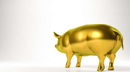 golden 3d rendering of an animal isolated on whiteの写真素材