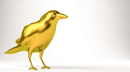 golden 3d rendering of an animal isolated on whiteの写真素材