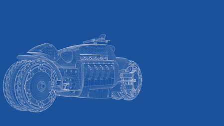 3d rendering of an outlined motorの写真素材