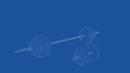 3d rendering of an outlined dumbellsの写真素材