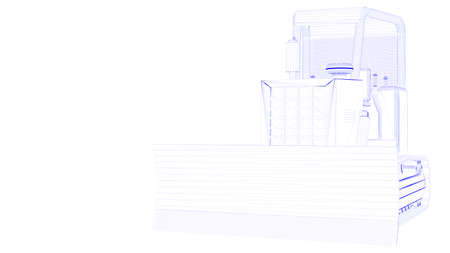 3d rendering of an outlined tractorの写真素材