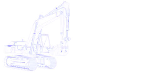 3d rendering of an outlined excavatorの写真素材