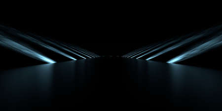 3d rendering of a futuristic road with lightsの写真素材