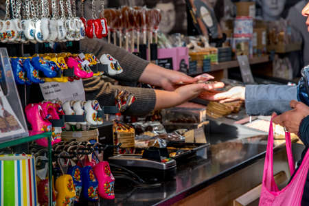 products and food at a big market in Netherlands Europeの写真素材
