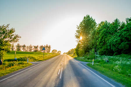 Road with green surroundings Europeの写真素材