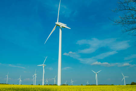 beautiful view with natural colors and windmills