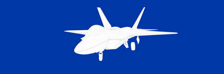 3d rendering of a fight jet on a blue background blueprint