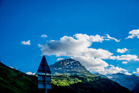 Big green mountain in Europe summer time